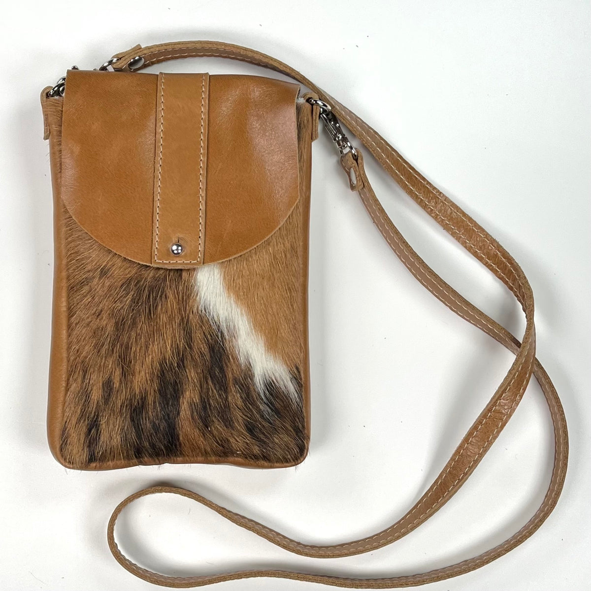 DAKOTA Cow Hide Crossbody Bag, Black & White Hair on Hide