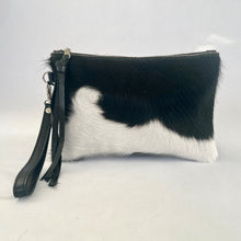 Load image into Gallery viewer, Cowhide Wristlet Clutch | Black and White Hair on Hide