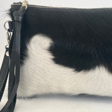 Load image into Gallery viewer, Cowhide Wristlet Clutch | Black and White Hair on Hide