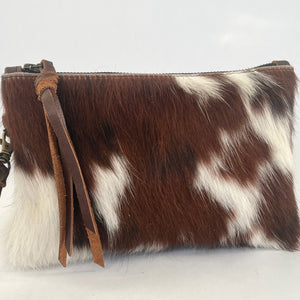 Cowhide Wristlet Clutch | Tri Color Hair on Hide