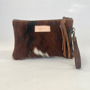 Cowhide Wristlet Clutch | Tri Color Hair on Hide