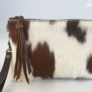 Cowhide Wristlet Clutch | Tri Color Hair on Hide