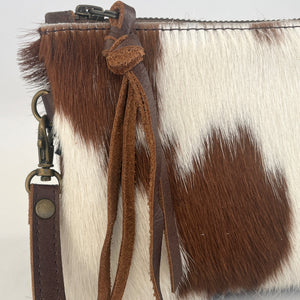 Cowhide Wristlet Clutch | Tri Color Hair on Hide