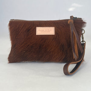 Cowhide Wristlet Clutch | Tri Color Hair on Hide