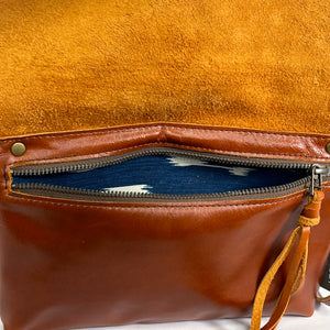 RAW EDGE Leather Crossbody Bag | Brandy | One-of-a-Kind