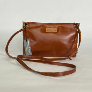 RAW EDGE Leather Crossbody Bag | Brandy | One-of-a-Kind