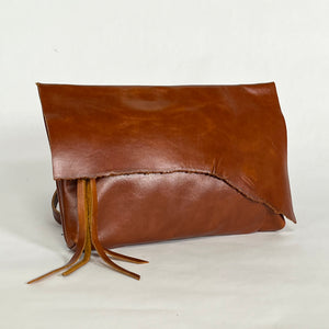 RAW EDGE Leather Crossbody Bag | Brandy | One-of-a-Kind